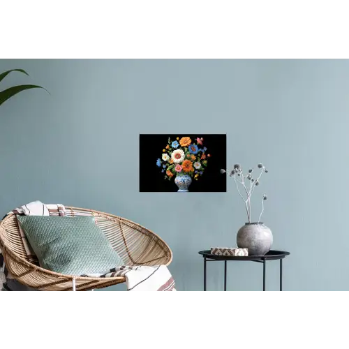 Vaas - Boeket - Bloemen - Kleur Muursticker klein -plant