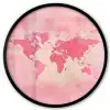 Wereldkaart - Roze - Vaag Fotolijst rond zonder passe partout klein -3d