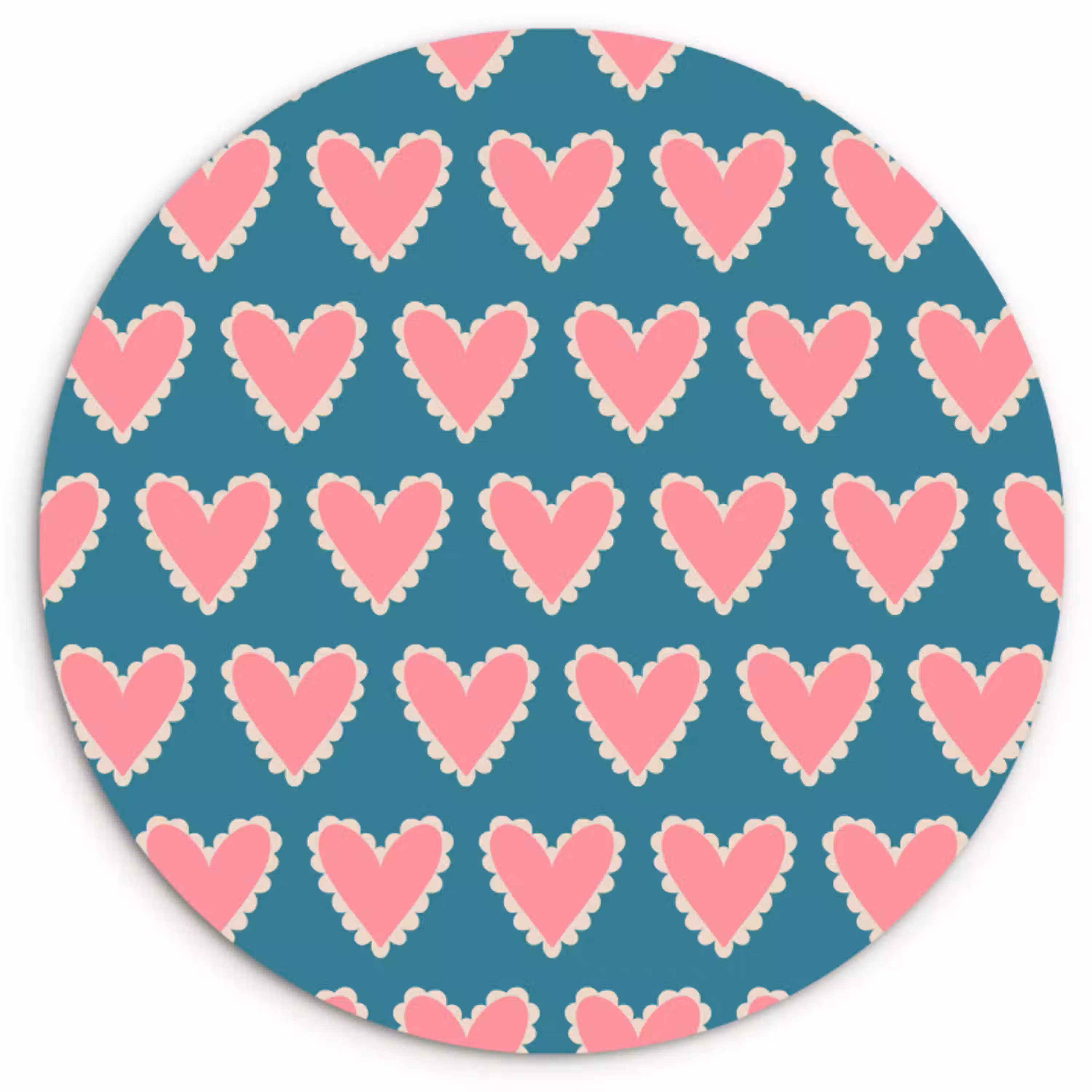 Retro - Hartjes - Patroon Wandcirkel plexiglas klein 852 -3d
