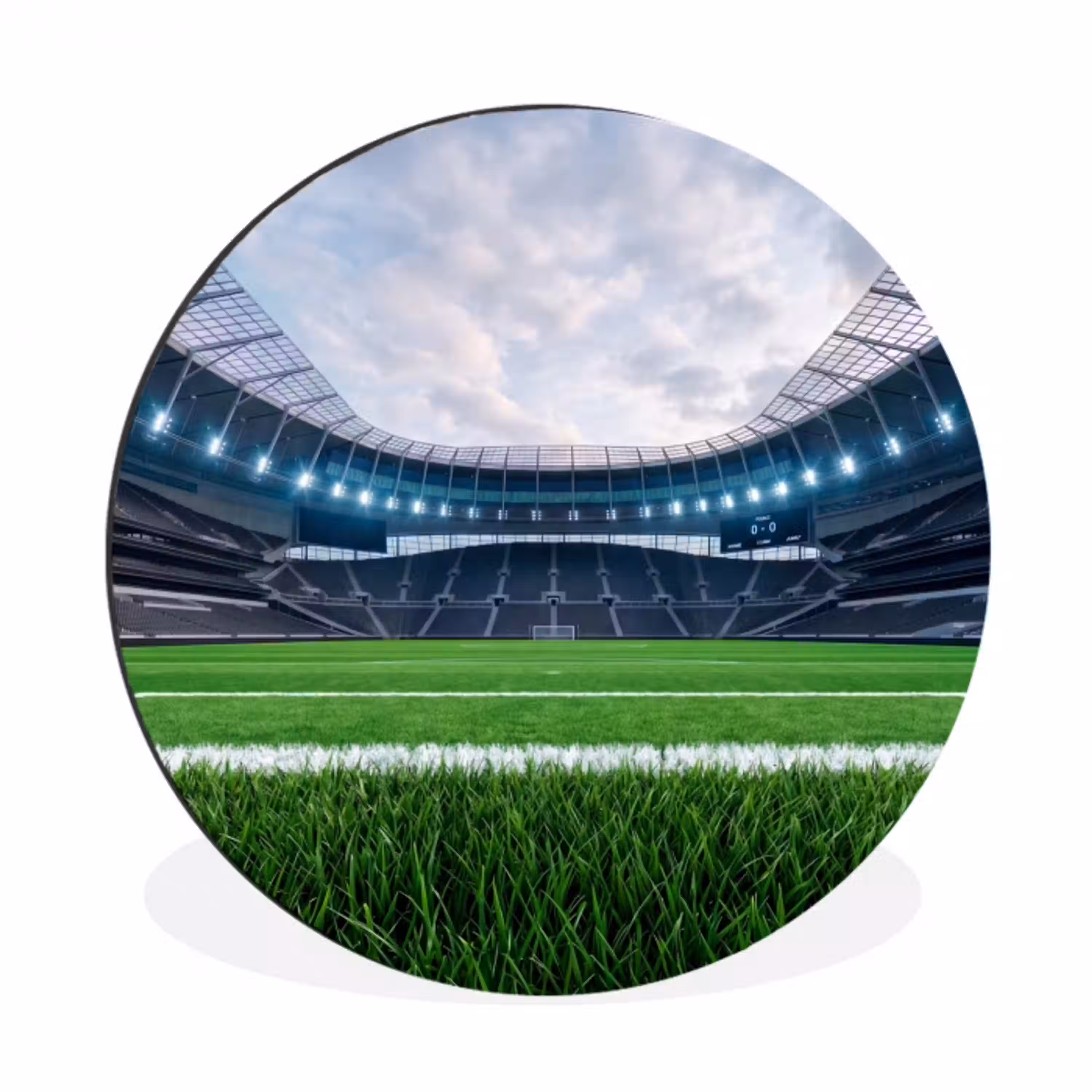 Voetbal - Stadion - Sport - Groen Wandcirkel aluminium klein -3d