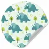 Triceratop - Blauw - Stippen - Boompjes Wandcirkel behangsticker klein -3d