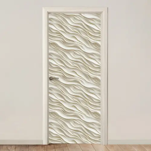 Golven - Wit - Minimalistisch deurposter klein 289 -3d_beige