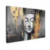 Boedhha - Penseelstreken - Goud - Abstract Tuinposter op houten frame 2 cm dik klein -3d