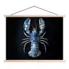 Kreeft - Delftsblauw - Schild - Stoer textielposter latten blank klein -3d