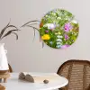 Bloemen - Natuur - Groen - Gras - Paars - Wit Wandcirkel kunststof plaat 5mm dik klein -sfeer4