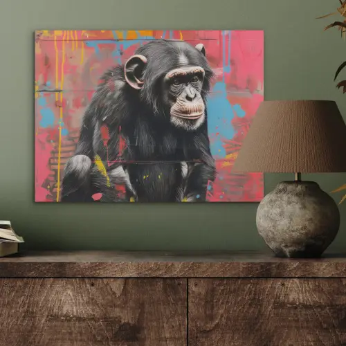 Graffiti - Chimpansee - Dieren - Street art - Banksy PET vilt klein -sfeer2