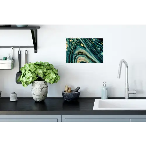 Marmerlook - Luxe - Goud - Turquoise - Glitter Muursticker klein -keuken