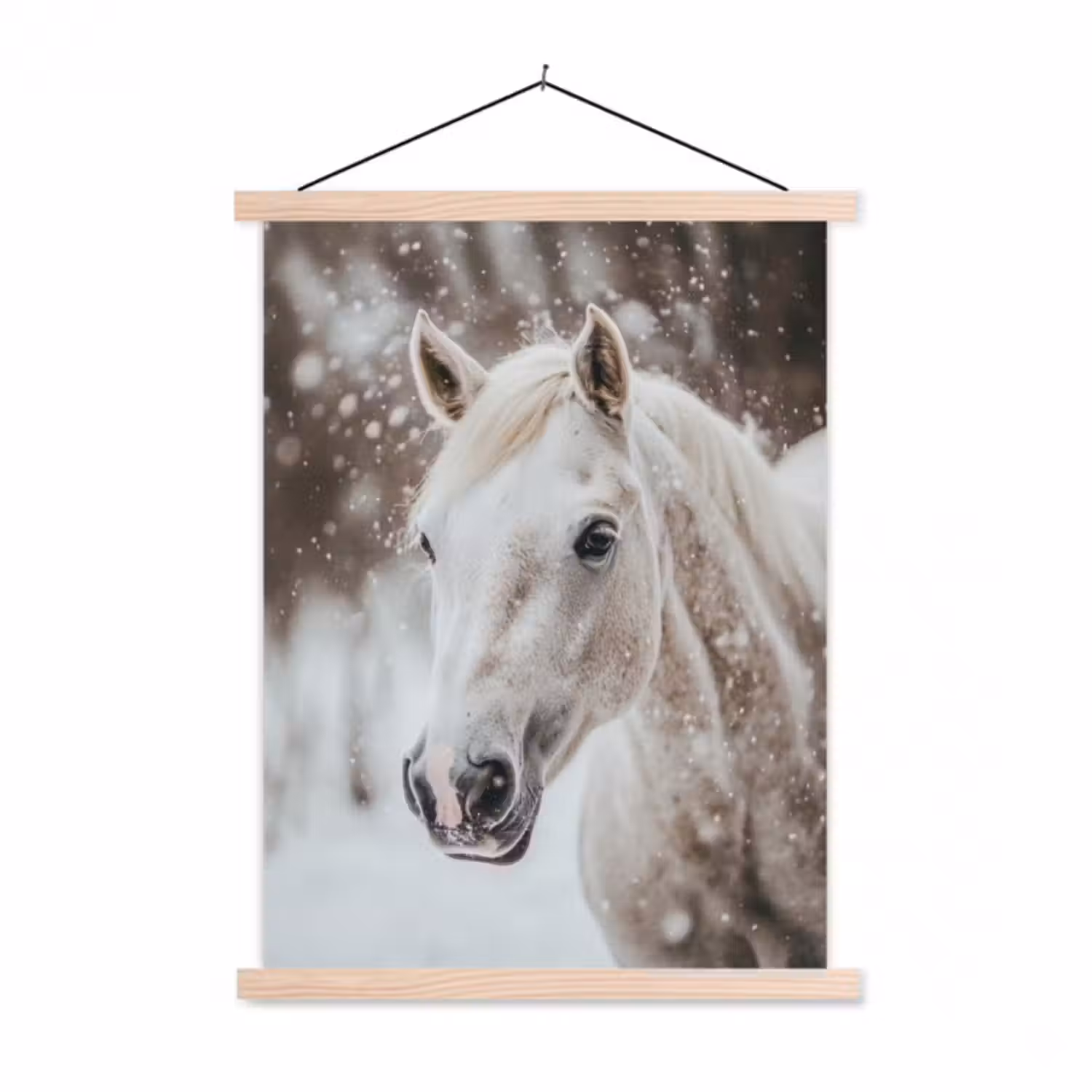 Stoffbild - Pferd - Weiß - Winter - Natur - Schnee - Tiere
