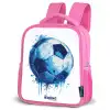 Voetbal - Inktspatten - Blauw - Bal Kinderrugzak - Roze middel -schuin