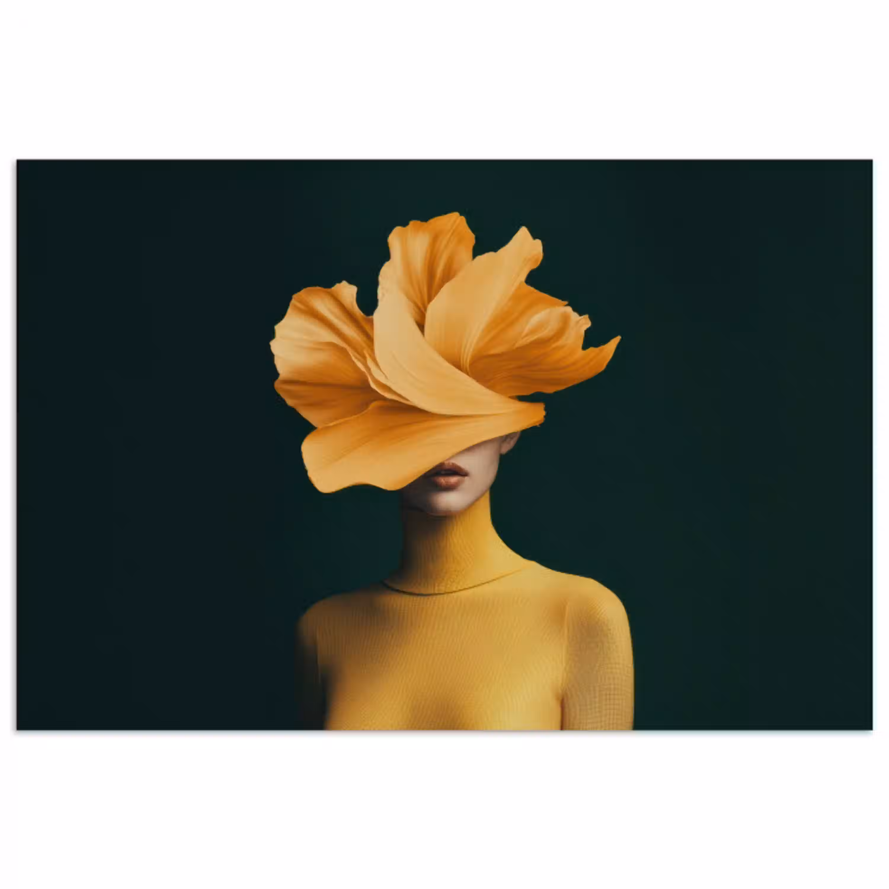 Vrouw - Hoed - Geel poster papier klein -3d
