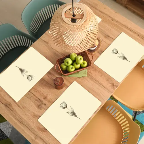 Illustratie - Tulp - Zwart Placemat vinyl groot -zzsfeer5_Kitchenyeah-website