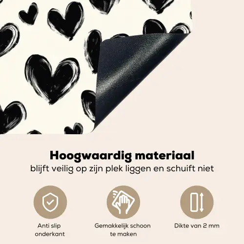 Hartjes - Patroon - Zwart Inductie beschemer met haakjes klein 777 -ky-onderkant-nl