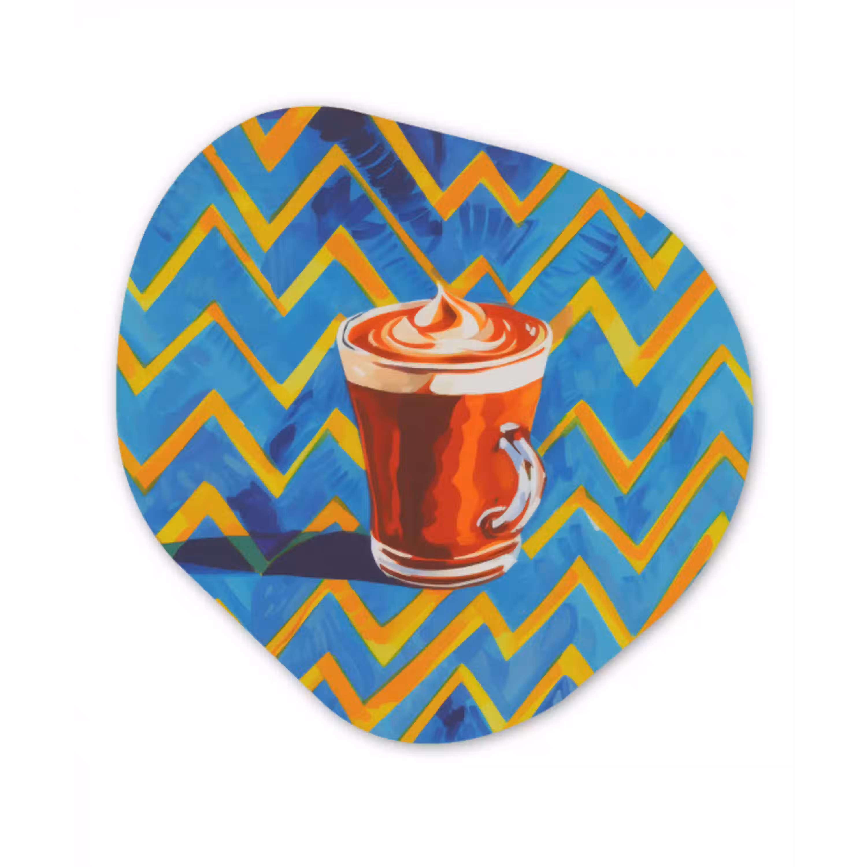 Mok - Koffie - Zigzag - Slagroom Wandcirkel Organisch Plexiglas middel -3d