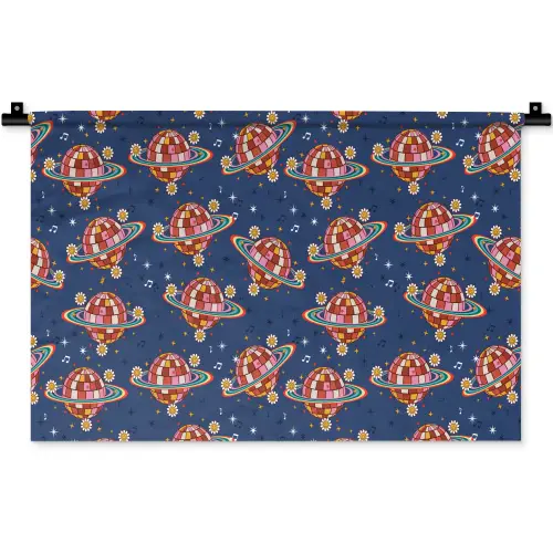 Disco - Blauw - Patroon Wandkleed katoen klein 269 -zz3d