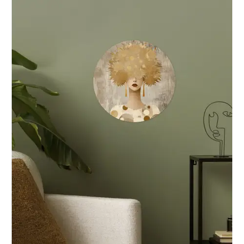 Goud - Portret - Vrouw Wandcirkel behangsticker klein -sfeer2