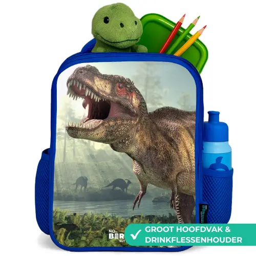 Thijs Tyrannosaurus Kinderrugzak - Blauw middel -inhoud_NL