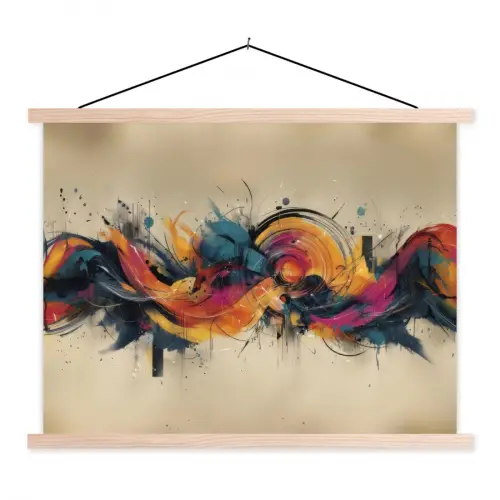 Explosie - Kleurrijk - Vormen - Abstract textielposter latten blank klein -3d