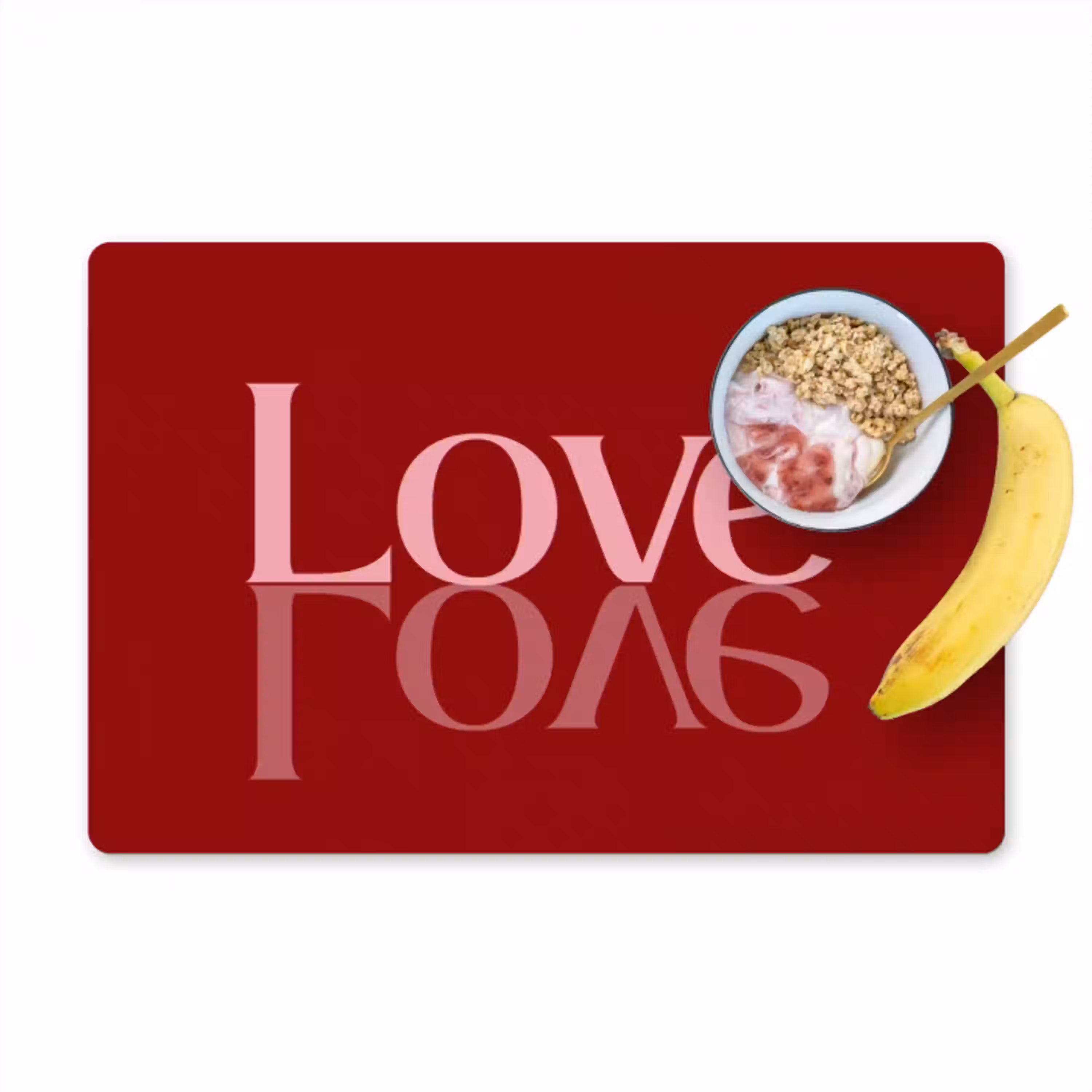 Love - Spiegeling - Rood Placemat vinyl groot -zzzproduct_Kitchenyeah-website