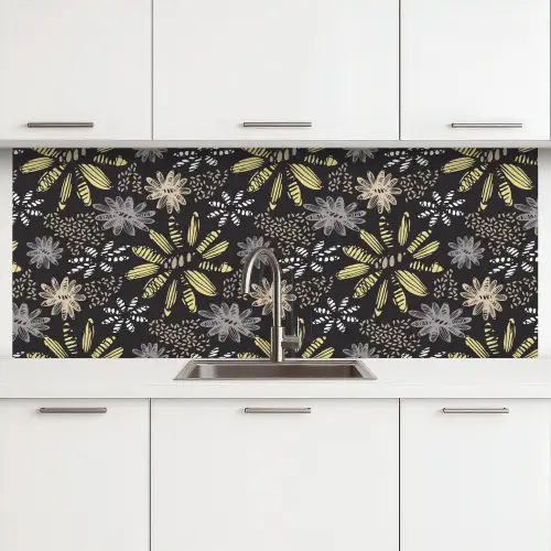 Abstract - Bloemen - Patronen keuken achterwand 2 middel 871 -3d