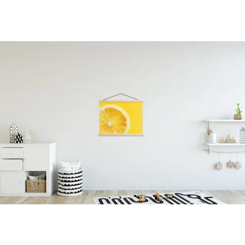 Citroen - Geel - Zonnig textielposter latten blank klein -kinderkamer