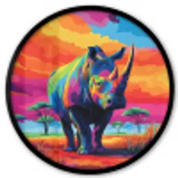 Neushoorn - Zonsondergang - Savanna - Kleurrijk Fotolijst rond zonder passe partout klein -3d