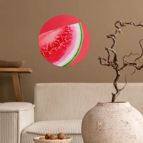 Watermeloen - Rood - Zomers Wandcirkel behangsticker klein -sfeer1