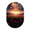 Landschap - Zonsondergang - Bloemenveld Wandcirkel Ovaal Glas middel -3d