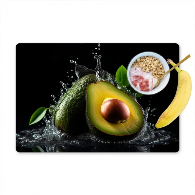 Avocado - Groente - Bladeren - Water - Zwart - Groen Placemat vinyl groot -zzzproduct_Kitchenyeah-website