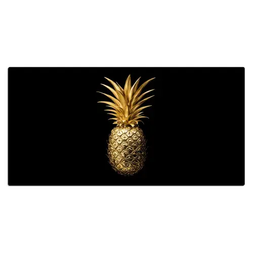 Ananas - Zwart - Goud - Luxe Muismat XXL klein -3d_leeg