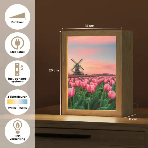 Tulpen - Molen - Nederland Light Box met kabel (Tafellamp) klein -USP_NL