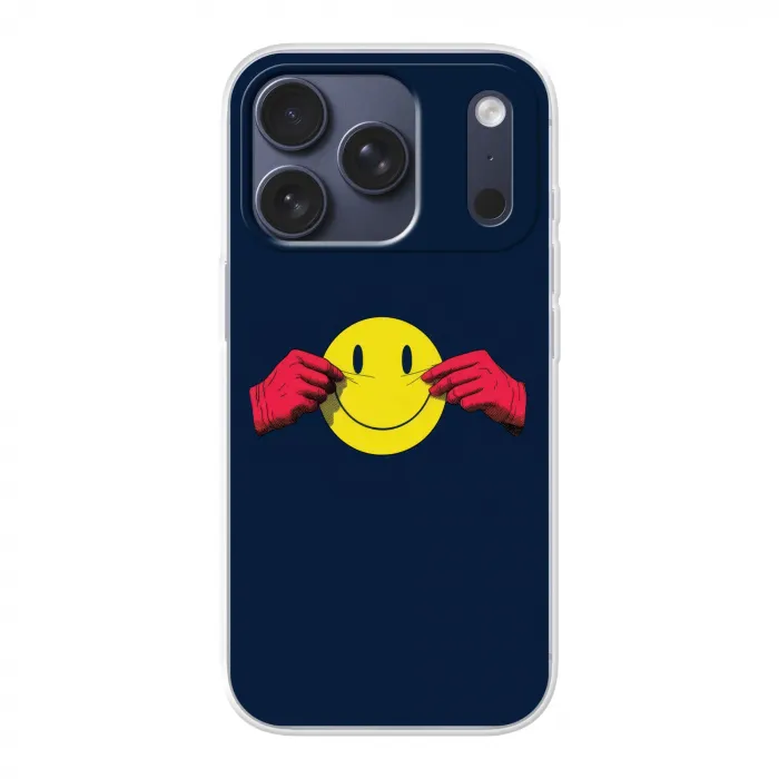 Smiley - Geel - Handen - Minimalistisch Telefoonhoesje iPhone 17 Pro klein -3d