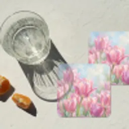 Tulpen - Veld - Lente - Roze onderzetter kurk middel -sfeer4