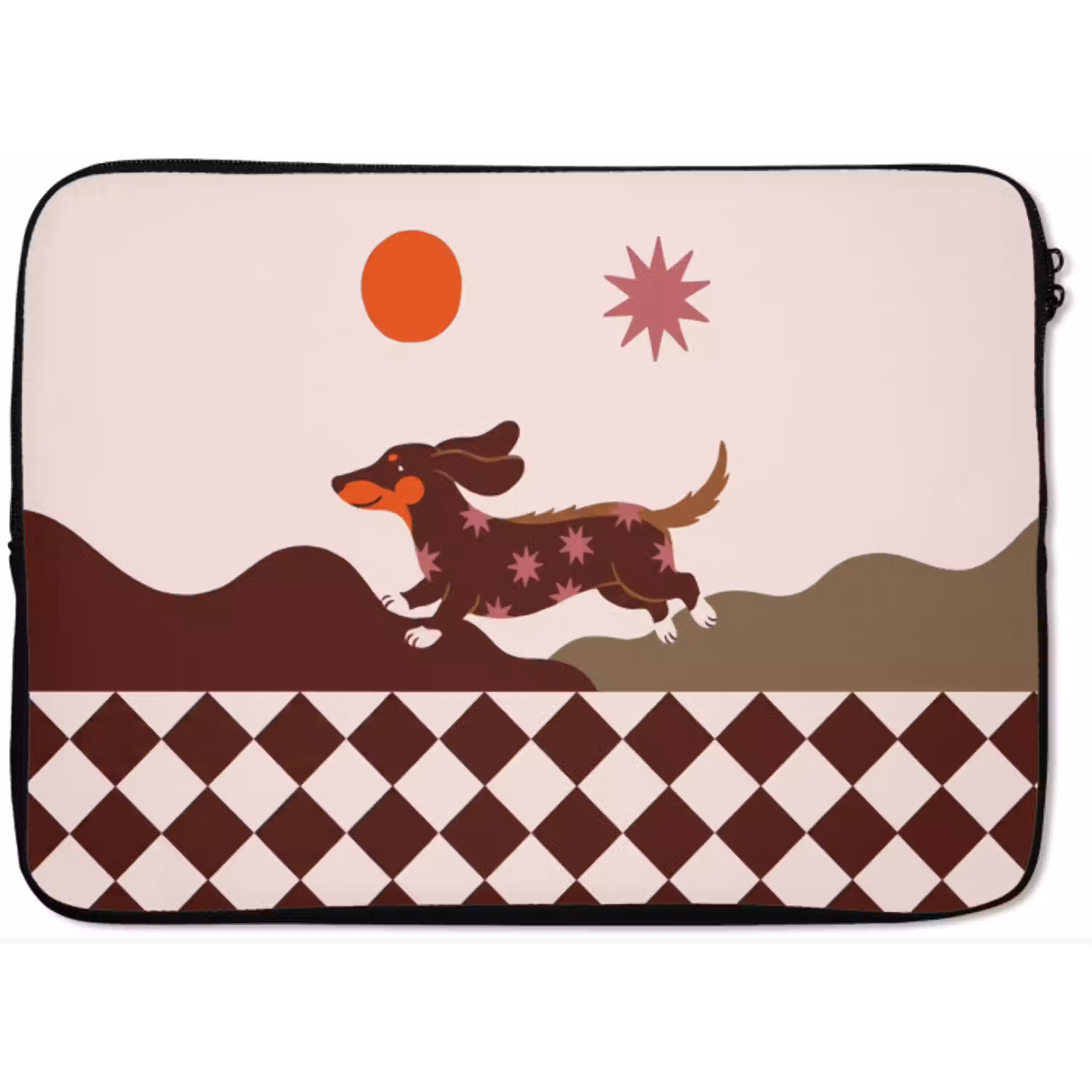 Hond - Abstract - Dieren - Modern - Bruin laptophoes neopreen klein -zkaufland3dotto