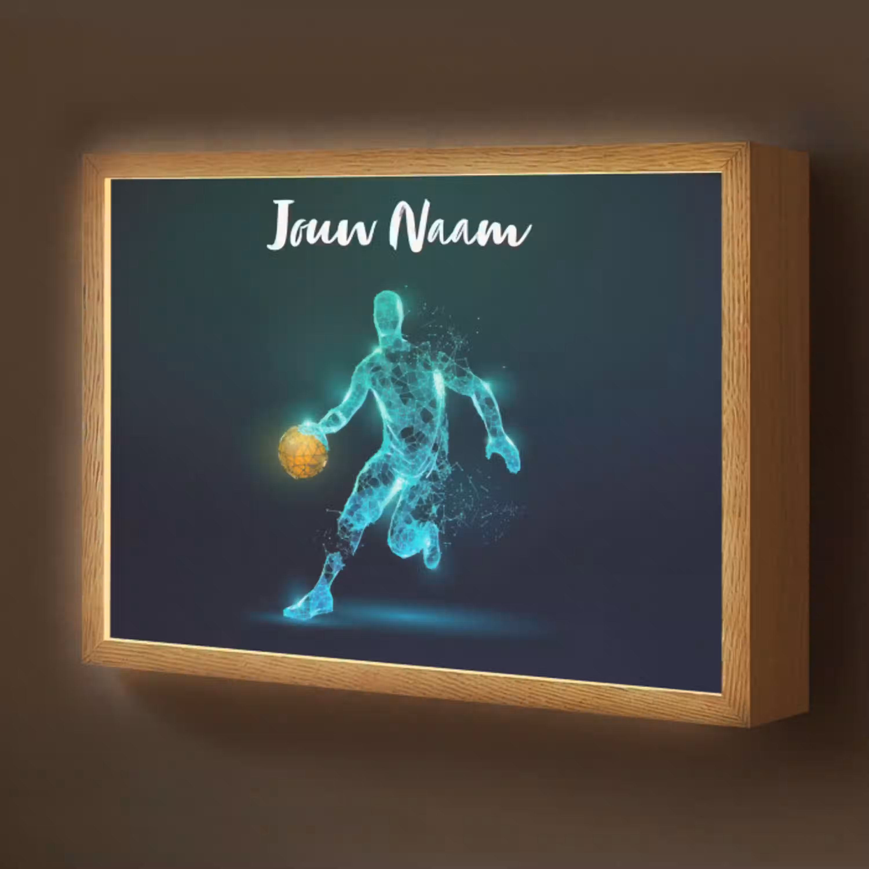 Basketbalspeler - Digitaal - Groen - Blauw Light Box met batterij (Wandlamp kind) middel -z3d_website