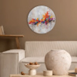 Abstract - Schilderij - Kleurrijk - Dynamisch Akoestische PET Vilt - Rond klein -sfeer1