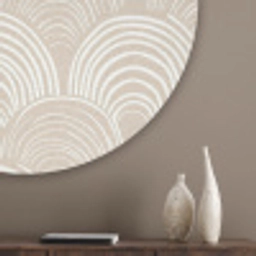 Golven - Structuur - Beige Akoestische PET Vilt - Rond klein 838 -sfeer5_closeup