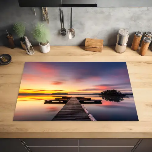 Steiger - Zonsondergang - Water - Zee - Reflectie Inductie beschermer vinyl 3mm klein -sfeer5