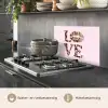 Tekst - Love - Pantervacht - Lichtroze keuken achterwand spatscherm klein -usp_NL