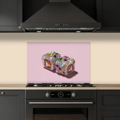 Sushi - Rolletjes - Steentjes - Kleurrijk keuken achterwand spatscherm klein -sfeer1