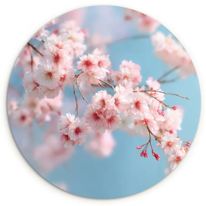 Takken - Bloesems - Roze Wandcirkel kunststof plaat 5mm dik klein -3d