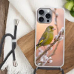 Groenling - Katjes - Lente - Natuur - Zacht Hoesje iPhone 16 Pro Max met koord klein -sfeer4