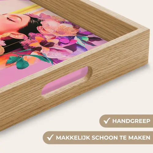 Vrouw - Bloemen - Paars - Abstract Dienblad Rechthoek middel -USP_HandgreepNL