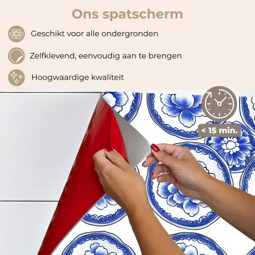 Cirkels - Bloemen - Blauw keuken achterwand spatscherm klein 900 -spatscherm_NL