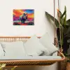 Neushoorn - Zonsondergang - Savanna - Kleurrijk tuinposter los doek klein -sfeer7