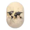 Wereldkaart - Goud - Zwart - Abstract Wandcirkel Ovaal Forex klein -3d