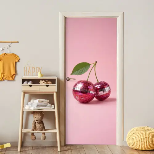 Disco - Kersen - Roze deurposter klein -sfeer4