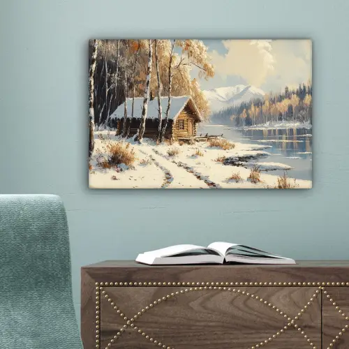 Winter - Sneeuw - Huis - Natuur canvas 2cm klein -sfeer4