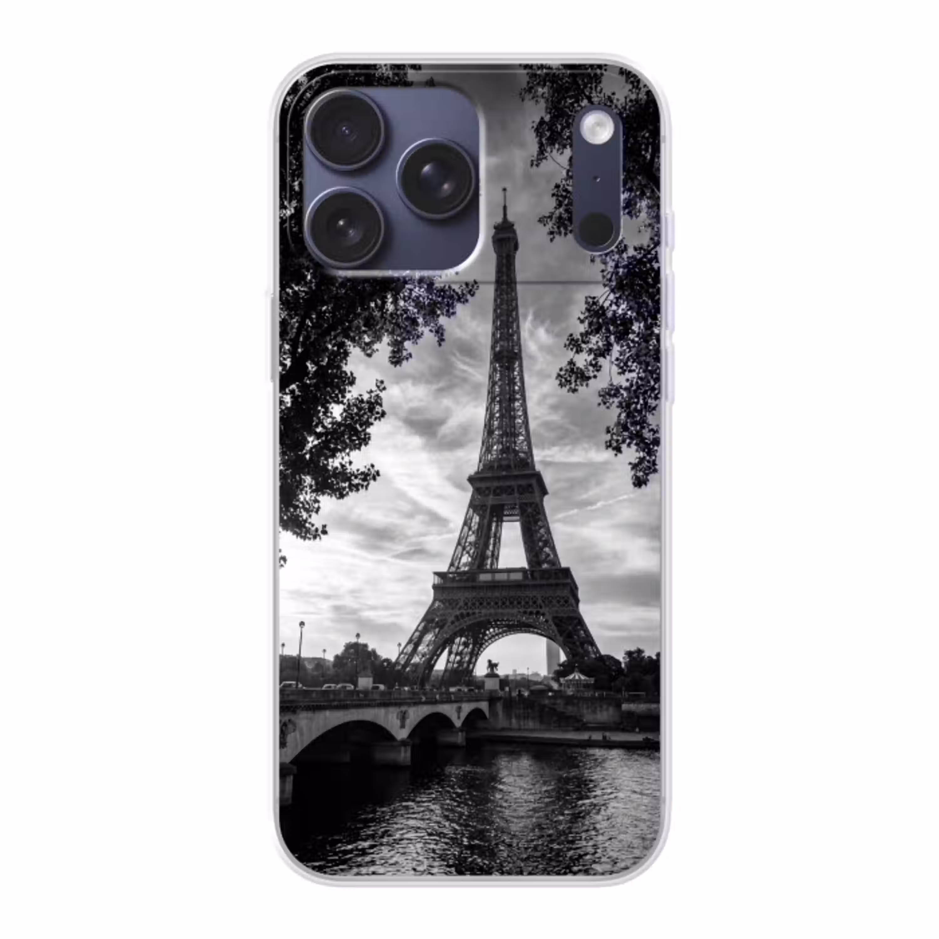 Eiffeltoren - Parijs - Rivier - Architectuur - Zwart-wit Telefoonhoesje iPhone 17 Pro Max klein -3d