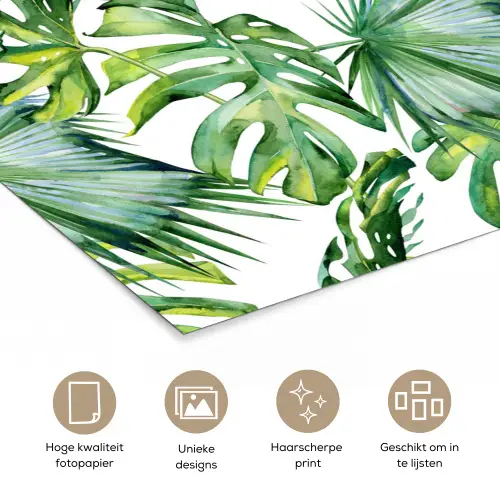 Bohemian - Bladeren - Bloemen - Tropisch poster papier klein -closeup_NL