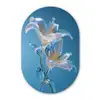 Lelies - Blauw - Glazen Wandcirkel Ovaal Forex klein -3d